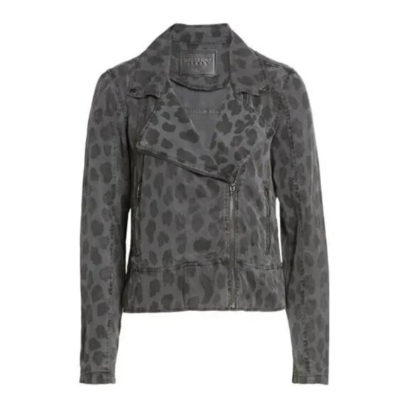 Blank NYC Gray Leopard Print Tencel Moto Jacket - Picture 4 of 9